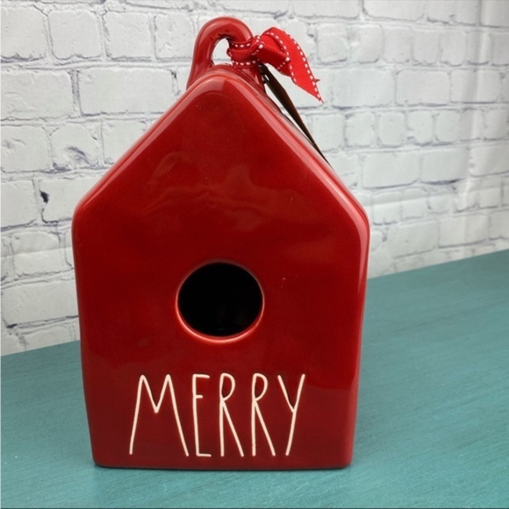 Rae dunn red merry birdhouse Christmas
